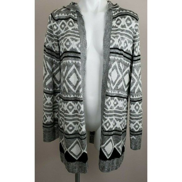 Pink Rose Gray Hooded Sweater Cardigan XL EUC - Picture 1 of 3